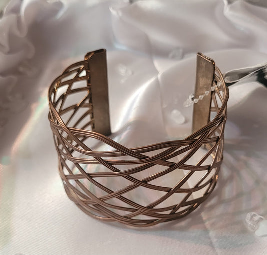 🪶 Bronze Woven Cuff Bracelet