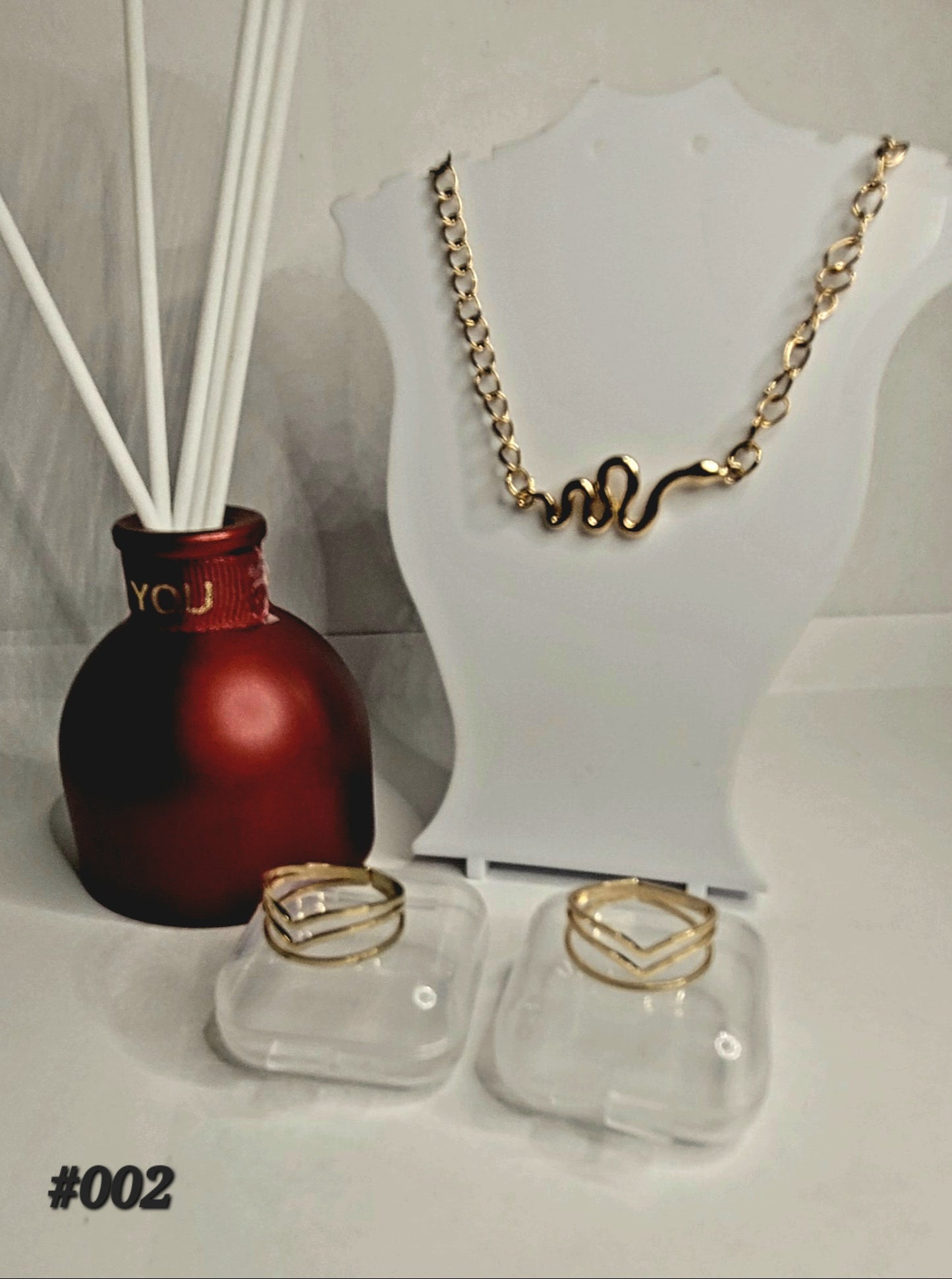 Gold Plated Anklet Snake Pendent w/ 2 Toe Rings