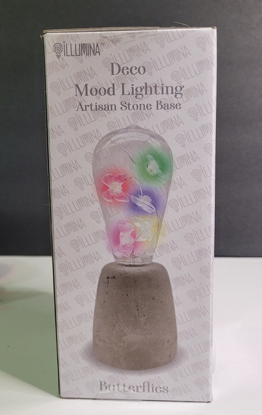 Deco Mood Lighting ( multi-colors) Butterflies Artisan Stone Base