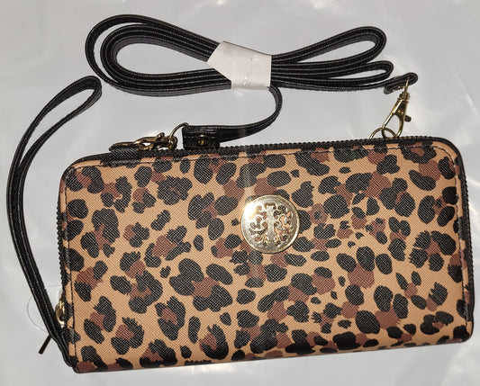 Leopard Print Sm Purse with 4 Compartments and Adjustable Strap for Everyday Use
