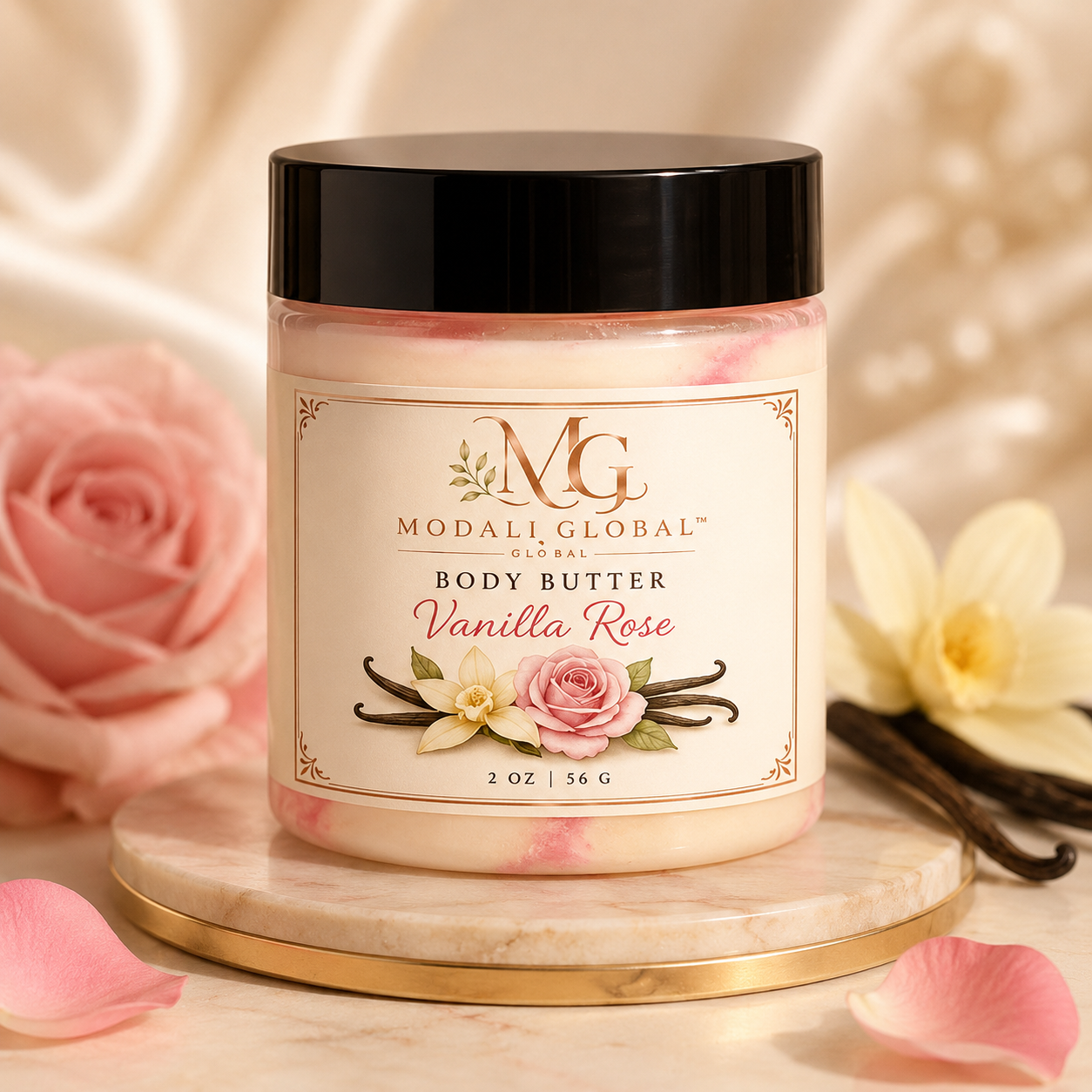 Modali Global Vanilla Rose Scented Body Butter 2oz