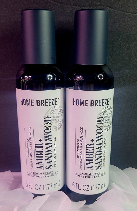 Amber + Sandlewood Scented  Room Spray 6oz  ( Set of 2 )