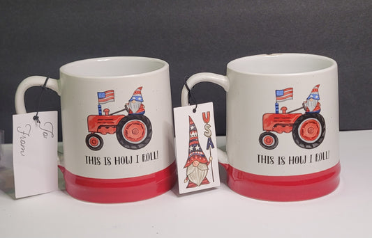 Gnome Mugs  " THIS IS HOW I ROLL " Set of 2