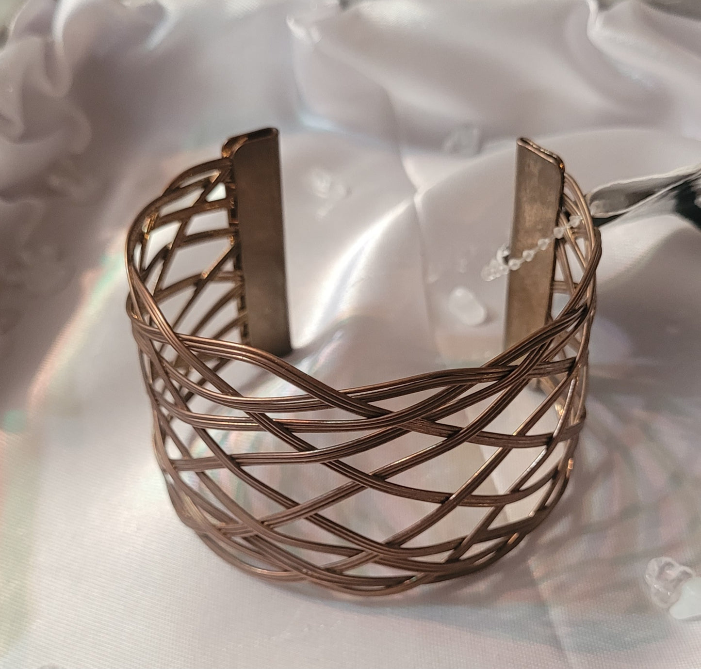 🪶 Bronze Woven Cuff Bracelet